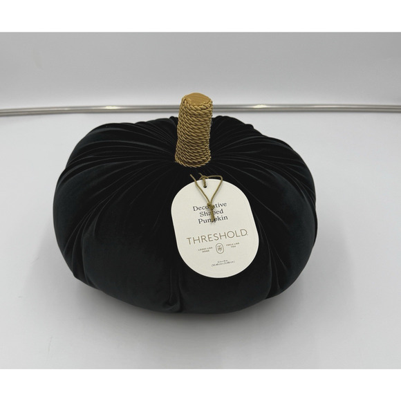 Threshold Pumpkin Shaped Velvet Decorative Fall Halloween Throw Pillow 12"X9" - Picture 1 of 9